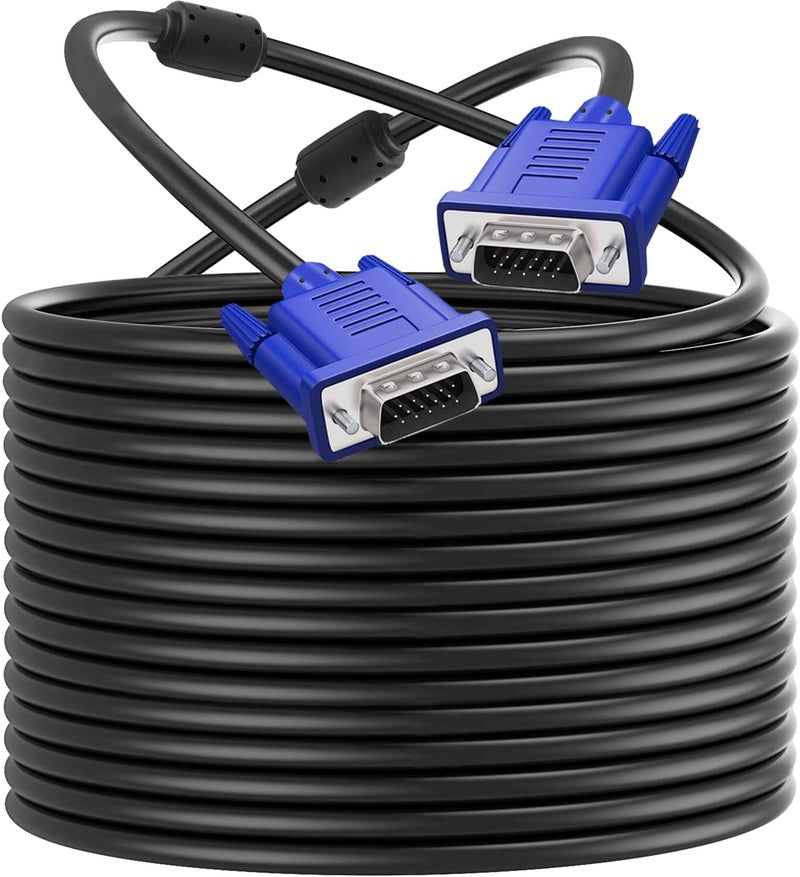 PASOW VGA to VGA Monitor Cable HD15 Male to Male for TV Computer Projector (65 Feet) - Image 1