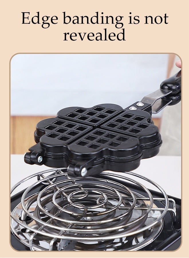 DUNISO Aluminum Non-Stick Stovetop Waffle Pan with Insulation handle,Even Heating,Portable Waffle Maker Pan for Family Breakfast Baking - Image 5