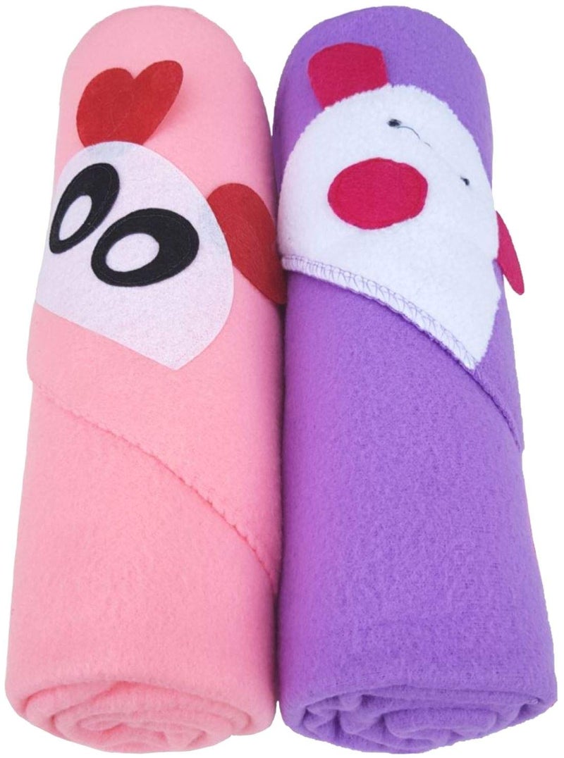 BRANDONN Newborn Biggest Size (36 INCH X 27 INCH) with Fancy Boon Border Baby Blanket for Babies (Pack of 2;Pink & Purple) - Image 1