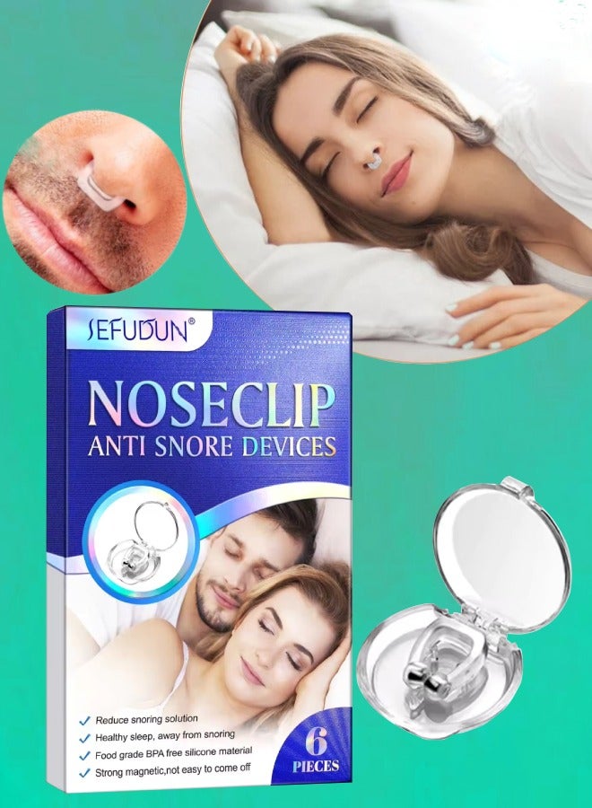 Sefudun 6Pcs Nose Clip Anti Snoring Device Nose Clip for Snoring with Snore Stopper with Adjustable Magnet Silicone Nasal Nose Clip Stop Snoring Relieve Snoring Solution for Quieter Sleep - Image 1