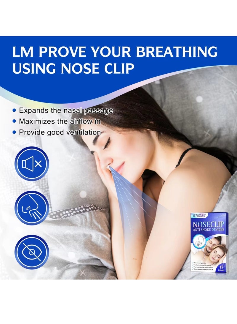 Sefudun 6Pcs Nose Clip Anti Snoring Device Nose Clip for Snoring with Snore Stopper with Adjustable Magnet Silicone Nasal Nose Clip Stop Snoring Relieve Snoring Solution for Quieter Sleep - Image 3