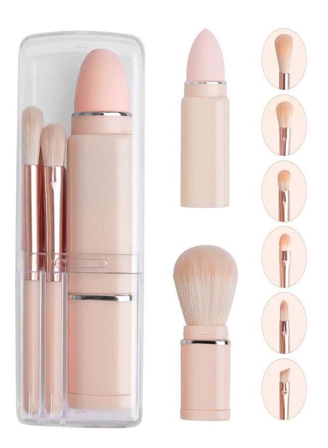 MeSkin Travel Makeup Brushes Set: 8-in-1 Mini Foundation Brush, Portable Face Powder Brush, Blush Concealers, Eye Makeup Brushes, Puff Sponge with Organizers and Storage Boxes (Pink) - Image 1