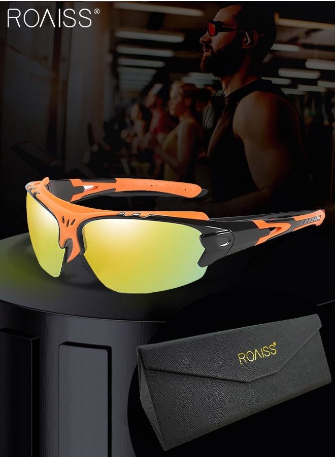 roaiss Sports Polarized Sunglasses for Men Women Outdoor Fishing Baseball Cycling Bike Glasses Goggles UV400 Protection Orange Superlight Frame  - Image 1