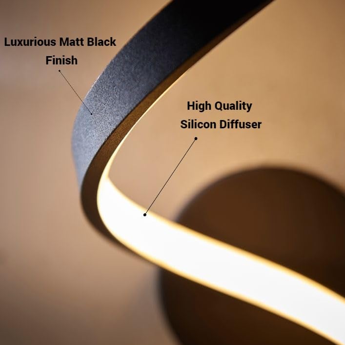 FILLISKA Luxurious LED Wall Lamp for Home with Adjustable Colour Changing Function (Black Spiral-5253)(1 Year Warranty) - Image 4