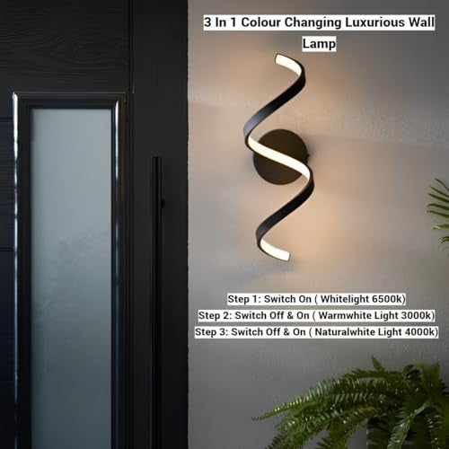 FILLISKA Luxurious LED Wall Lamp for Home with Adjustable Colour Changing Function (Black Spiral-5253)(1 Year Warranty) - Image 3