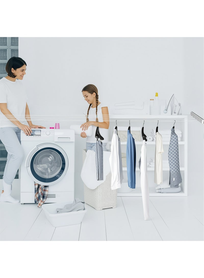 Retractable Clothesline, Easily Fixed Between Two Walls Easy to ,Use Telescopic Indoor Clothesline, for Bathrooms Kitchens Home Balconies(Five Ropes) - Image 3