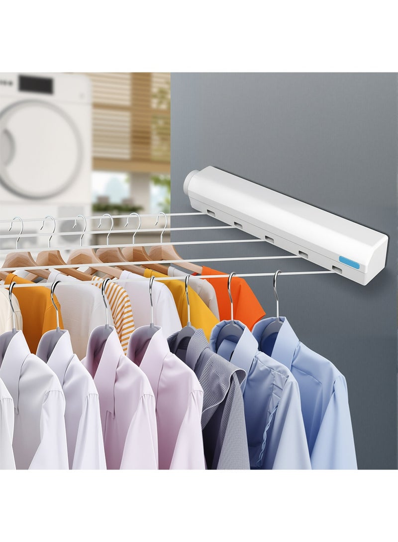 Retractable Clothesline, Easily Fixed Between Two Walls Easy to ,Use Telescopic Indoor Clothesline, for Bathrooms Kitchens Home Balconies(Five Ropes) - Image 2
