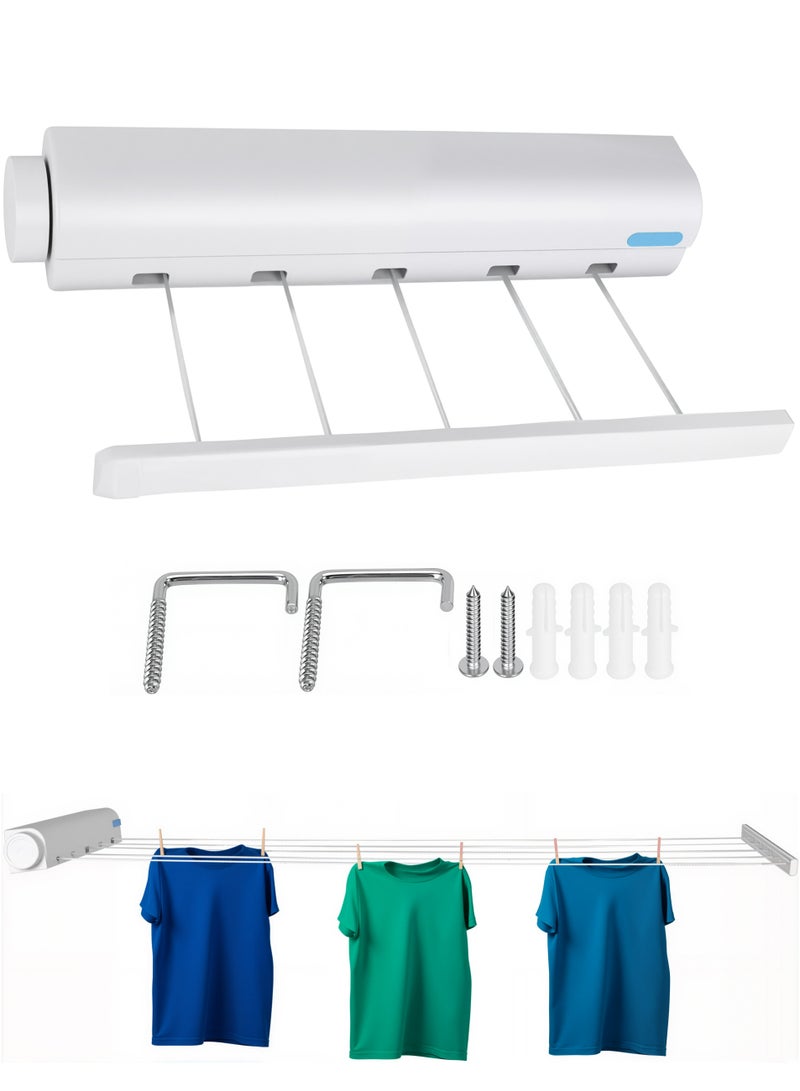 Retractable Clothesline, Easily Fixed Between Two Walls Easy to ,Use Telescopic Indoor Clothesline, for Bathrooms Kitchens Home Balconies(Five Ropes) - Image 1