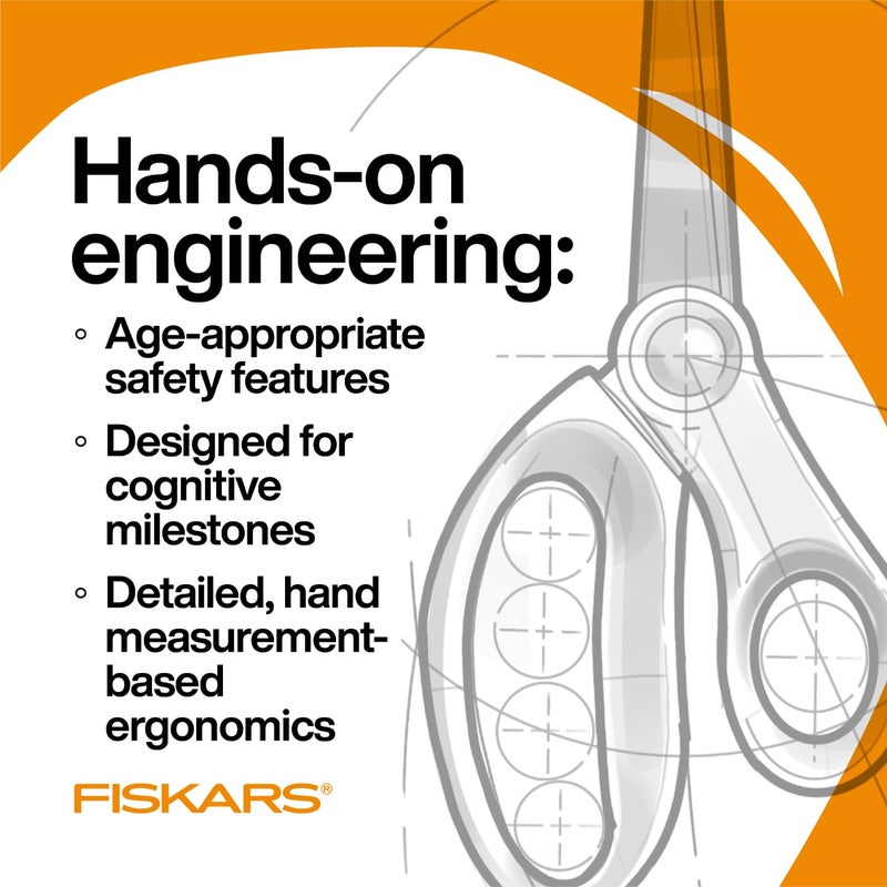Fiskars 5" Softgrip Left-Handed Pointed-Tip Scissors for Kids Ages 4-7, Left-Handed Scissors for School or Crafting, Back to School Supplies, Blue Lightning - Image 5