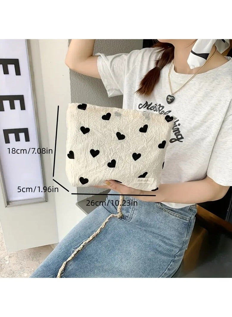 ORiTi 1 قطعة حقيبة ماكياج نمط القلب السفر حقيبة مستحضرات التجميل سستة يشكلون المنظم مقاوم للماء حقيبة أدوات الزينة للنساء الفتيات الهدايا - Image 3