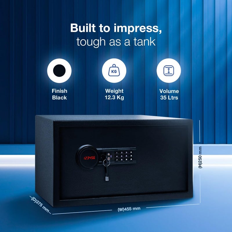 Ozone Ozone 35 litres Digital Safe Locker for Home Office Digital Lock 1Way Unlocking Password Size 250H x 455W x 375D mm Weight 123kg 2Year Warranty  - Image 2