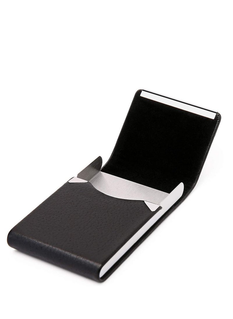 Business Card Holder, Full-PU Leather Card Box Case - Black, Holds Up to 25 Cards  - Image 2