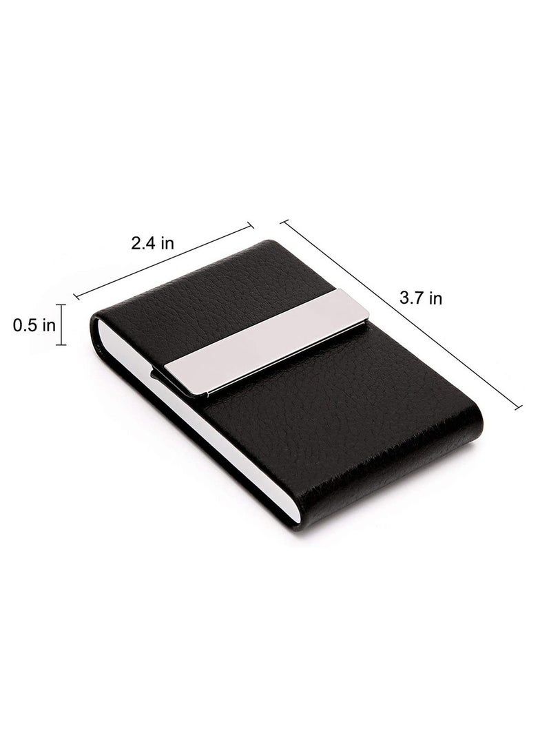 Business Card Holder, Full-PU Leather Card Box Case - Black, Holds Up to 25 Cards  - Image 4