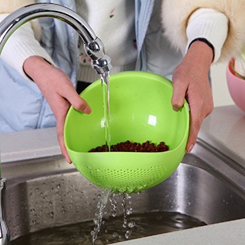 Naivete Plastic Grains & Vegetables Washing Bowl & Strainer, Fruit/Rice Pulses Noodles/Pasta Washing Bowl Strainer-Random Color - Image 2