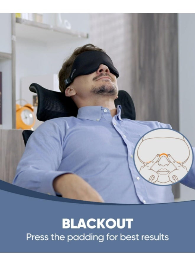 MZOO 3D Contoured Sleep Mask – Memory Foam Eye Mask with Adjustable Strap – Light Blocking Eye Cover for Travel, Meditation & Side Sleepers – Black - Image 4
