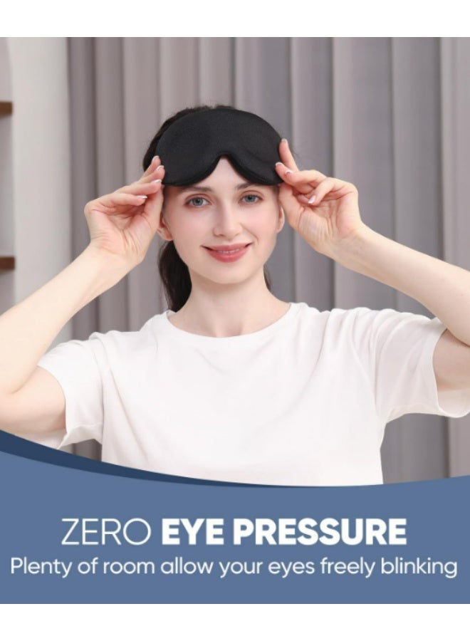MZOO 3D Contoured Sleep Mask – Memory Foam Eye Mask with Adjustable Strap – Light Blocking Eye Cover for Travel, Meditation & Side Sleepers – Black - Image 2