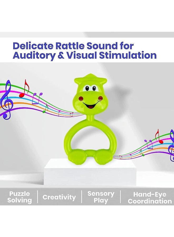 Cable World Infant Colourful Plastic Non Toxic Set Of 7 Attractive Rattles And Teathers For New Borns, Baby, Kid (Multi Color) - Image 3