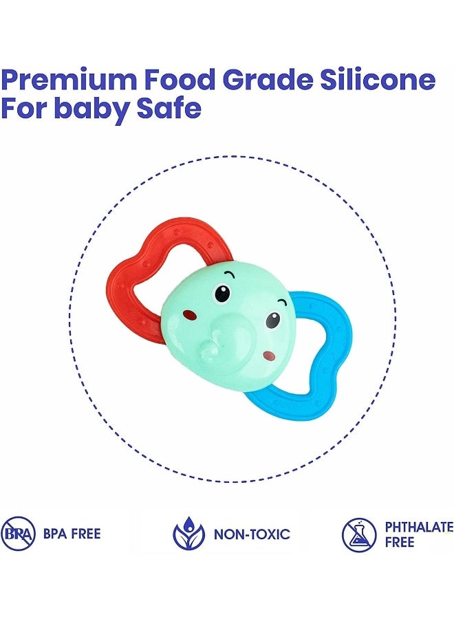 Cable World Infant Colourful Plastic Non Toxic Set Of 7 Attractive Rattles And Teathers For New Borns, Baby, Kid (Multi Color) - Image 2