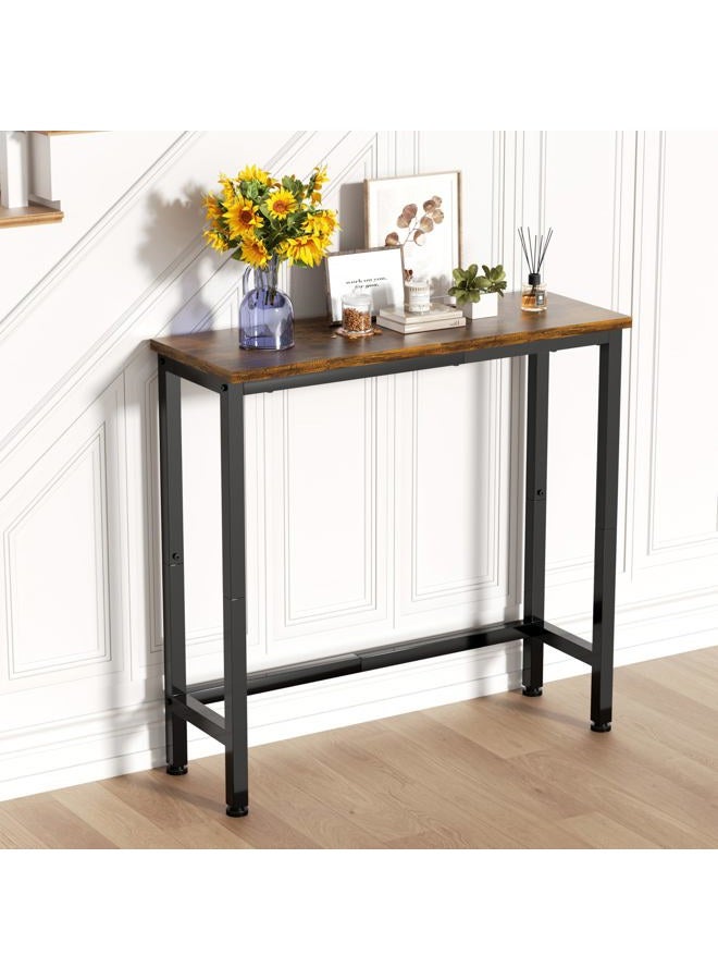 GRLEAF 2 Pack Narrow Console Table, 29.5" Small Entryway Table, Thin Hallway Table Skinny Sofa Side Display Table for Entrance, Bedroom, Living Room, Foyer, Corridor, Office - Rustic Brown (9.5" Deep) - Image 1