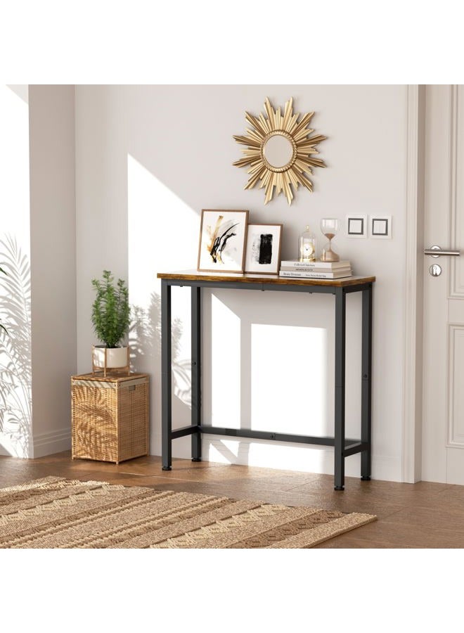 GRLEAF 2 Pack Narrow Console Table, 29.5" Small Entryway Table, Thin Hallway Table Skinny Sofa Side Display Table for Entrance, Bedroom, Living Room, Foyer, Corridor, Office - Rustic Brown (9.5" Deep) - Image 3