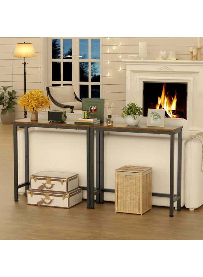 GRLEAF 2 Pack Narrow Console Table, 29.5" Small Entryway Table, Thin Hallway Table Skinny Sofa Side Display Table for Entrance, Bedroom, Living Room, Foyer, Corridor, Office - Rustic Brown (9.5" Deep) - Image 5