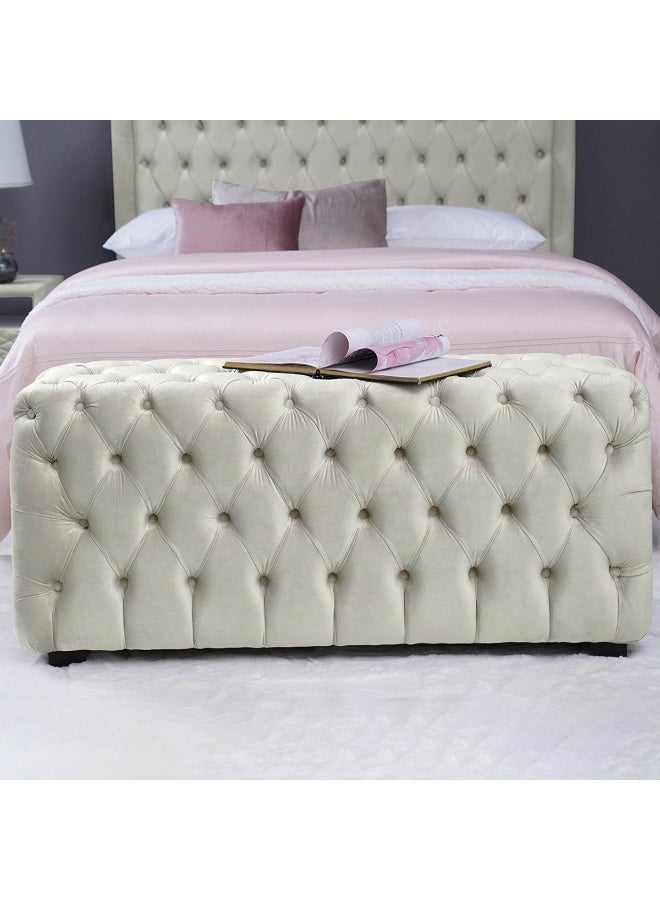 Pan Home Emirates Gama Bench-Velvet~White - Image 1