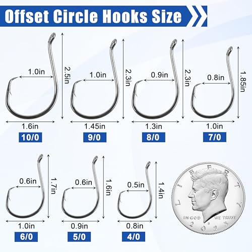 Shaddock Fishing Offset Circle Hooks Octopus Saltwater Fishing Hooks High Carbon Steel Fishing Gear Tackles for Freshwater Catfish Trout, Black, Size 2/0, 100pcs - Image 4