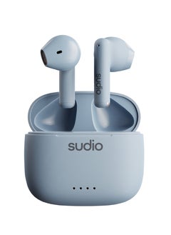 Sudio A1 True Wireless Earbuds Bluetooth 5.3 Headphones Touch Control with Wireless Charging Case Compact IPX4 Waterproof Open-Ear Built-in Mic Headset Premium Crystal Sound (MISTY BLUE)