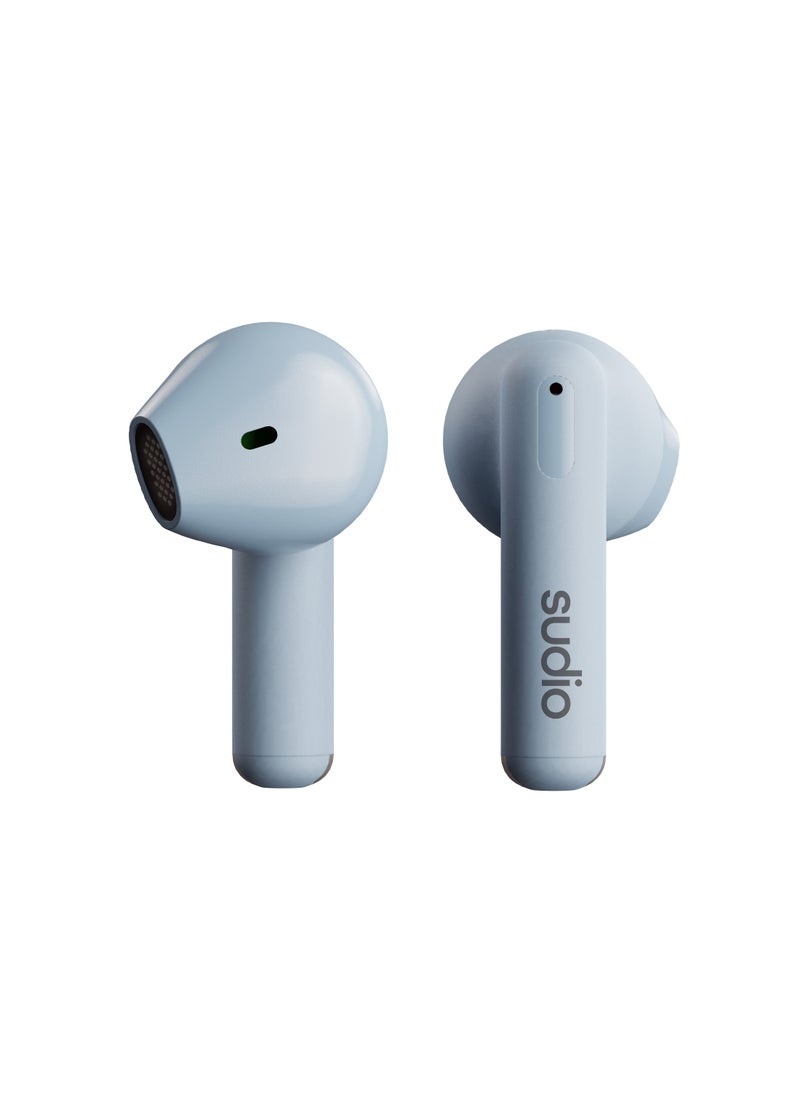 Sudio - Sudio A1 True Wireless Earbuds Bluetooth 5.3 Headphones Touch Control with Wireless Charging Case Compact IPX4 Waterproof Open-Ear Built-in Mic Headset Premium Crystal Sound (MISTY BLUE) - Image 1
