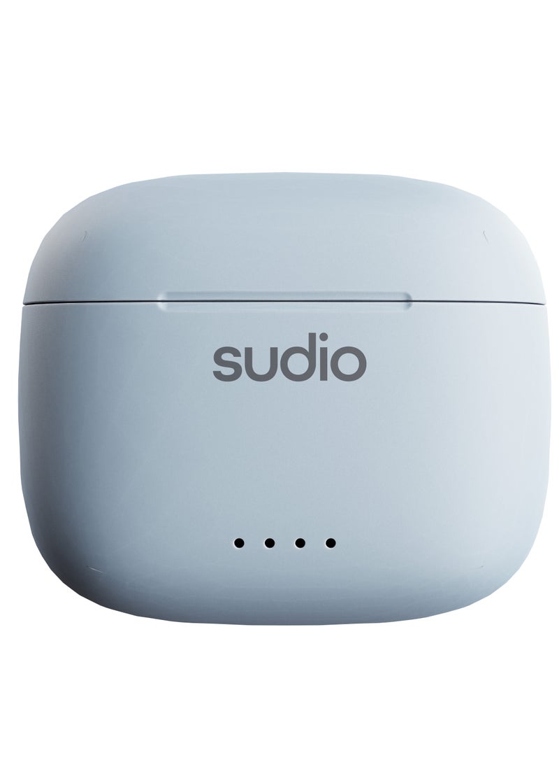 Sudio - Sudio A1 True Wireless Earbuds Bluetooth 5.3 Headphones Touch Control with Wireless Charging Case Compact IPX4 Waterproof Open-Ear Built-in Mic Headset Premium Crystal Sound (MISTY BLUE) - Image 1