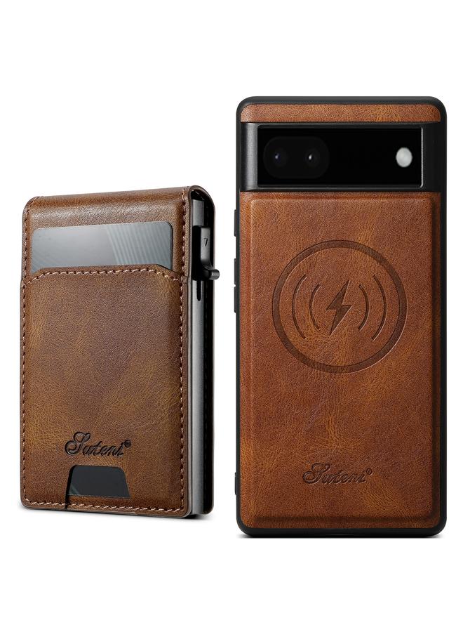 Suteni Case For Google Pixel 6a H19 Oil Wax 2-in-1 MagSafe Removable Card Box Back Phone Case - Image 1