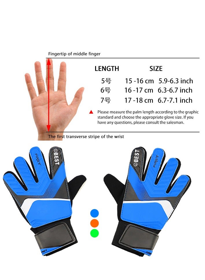 Generic Kid's Goalkeeper Gloves Finger Protection Latex Soccer Goalie Gloves Teenagers Breathable Sports Gloves 6# 16-17cm Blue  - Image 2