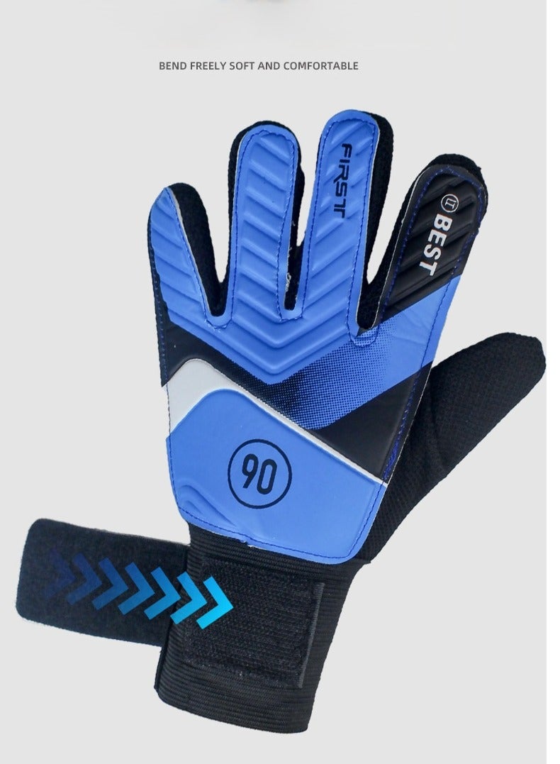 Generic Kid's Goalkeeper Gloves Finger Protection Latex Soccer Goalie Gloves Teenagers Breathable Sports Gloves 6# 16-17cm Blue  - Image 4