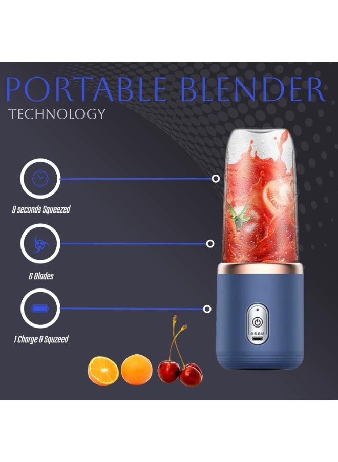 إم مياويان عصارة/خلاط محمول، مثالي للعصائر والمشروبات المخفوقة، تصميم بست شفرات، قابل لإعادة الشحن عبر USB، يتضمن غطاء وكوب | مثالي للسفر والأنشطة الخارجية - Image 5