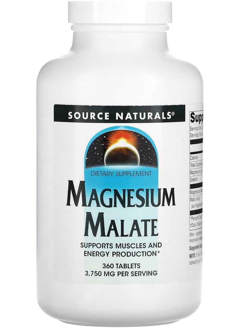 Magnesium Malate, 3,750 mg, 360 Tablets (1,250 mg per Tablet)