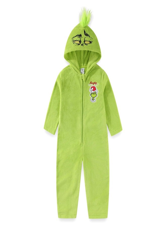 Dr. Seuss Grinch Christmas Cosplay Hooded Coverall for Toddler and Big Kids - Image 1