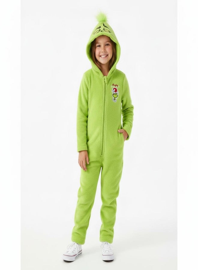 Dr. Seuss Grinch Christmas Cosplay Hooded Coverall for Toddler and Big Kids - Image 2