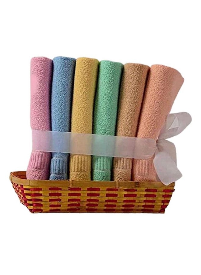 Ayus Cotton Hand Towel 450 GSM, Multicolor (Pink, Green, Blue, Orange, Yellow, Brown) Ultra Soft and Super Absorbent (Set of 6) - Image 1