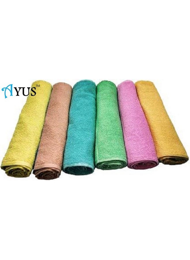 Ayus Cotton Hand Towel 450 GSM, Multicolor (Pink, Green, Blue, Orange, Yellow, Brown) Ultra Soft and Super Absorbent (Set of 6) - Image 5