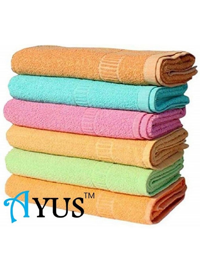 Ayus Cotton Hand Towel 450 GSM, Multicolor (Pink, Green, Blue, Orange, Yellow, Brown) Ultra Soft and Super Absorbent (Set of 6) - Image 4