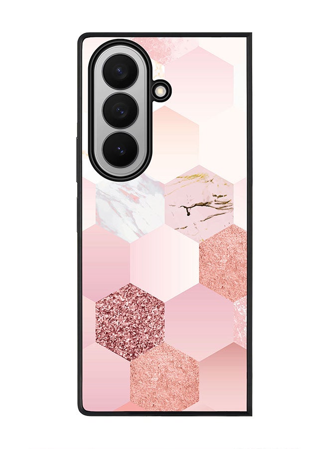 Stylizedd For Samsung Galaxy Z Fold7 Case,Slim fit Camera Protection, Shockproof Thin Phone cover  - Marble Pink Honeycomb - Image 1