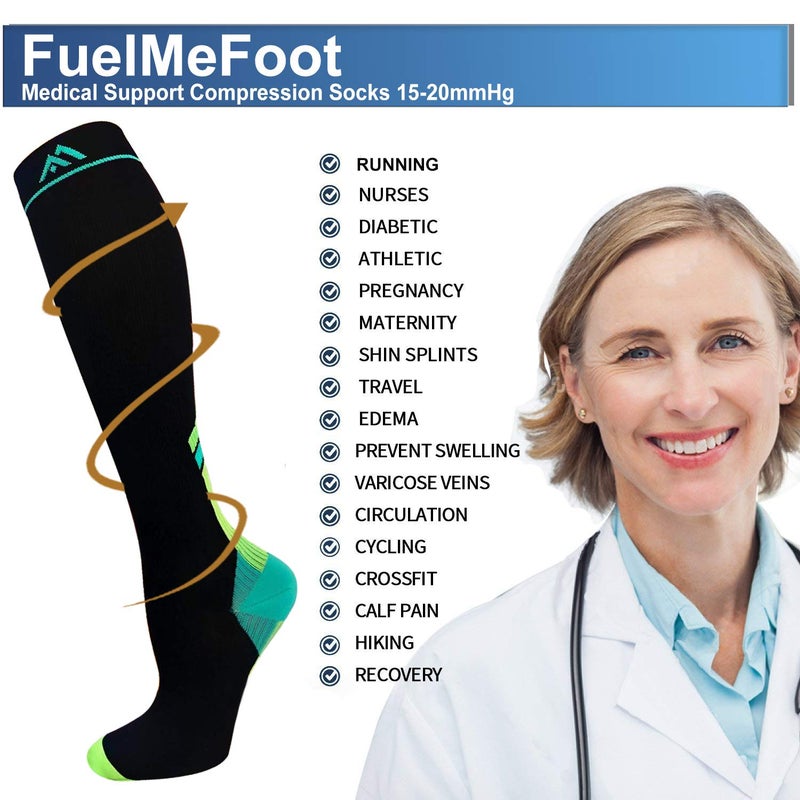 FuelMeFoot 3 Pack Copper Compression Socks - Compression Socks Women & Men Circulation - Best for Medical,Running,Athletic - Image 4