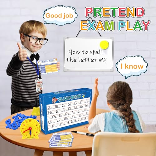 Alritz Pretend Play Teacher Set Classroom Learning Education Includes Reusable White Board Bell Clock and More, Be Teacher Student, for Boys Girls 5 6 7 8 9 10 11 12 +Years Old - Image 2
