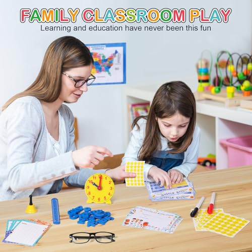Alritz Pretend Play Teacher Set Classroom Learning Education Includes Reusable White Board Bell Clock and More, Be Teacher Student, for Boys Girls 5 6 7 8 9 10 11 12 +Years Old - Image 4