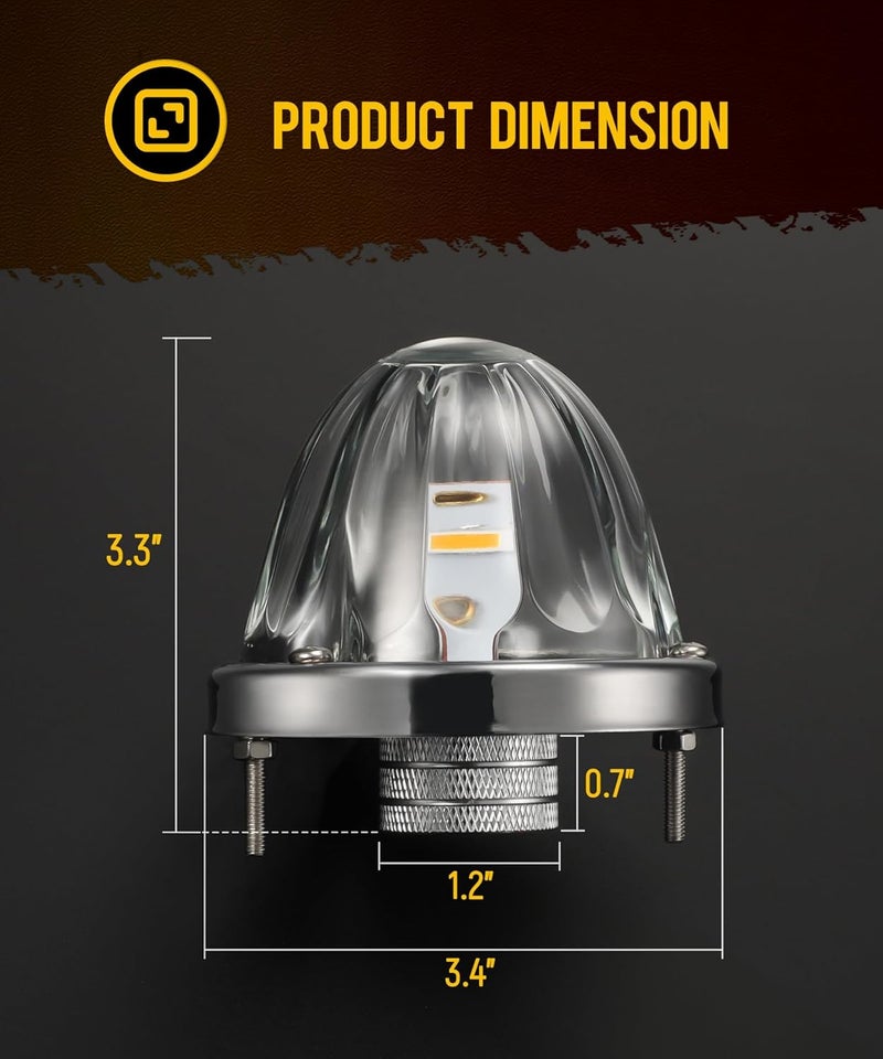 Partsam 2 x Patent Pending Glass Watermelon Light - Clear Lens Side LED Lights for Trucks - Image 5