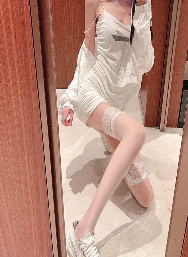 Adove جوارب نسائية من أدوف، طويلة تصل إلى الفخذ، شفافة من الدانتيل، مع سيليكون - Image 3