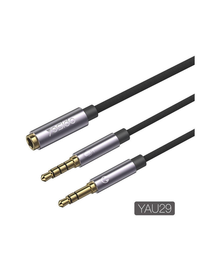 Yesido Ysido YAU29 3.5mm 2 Male to 1 Female Headphone Microphone Adapter, Y Splitter Audio Cable | High Quality  - Image 1
