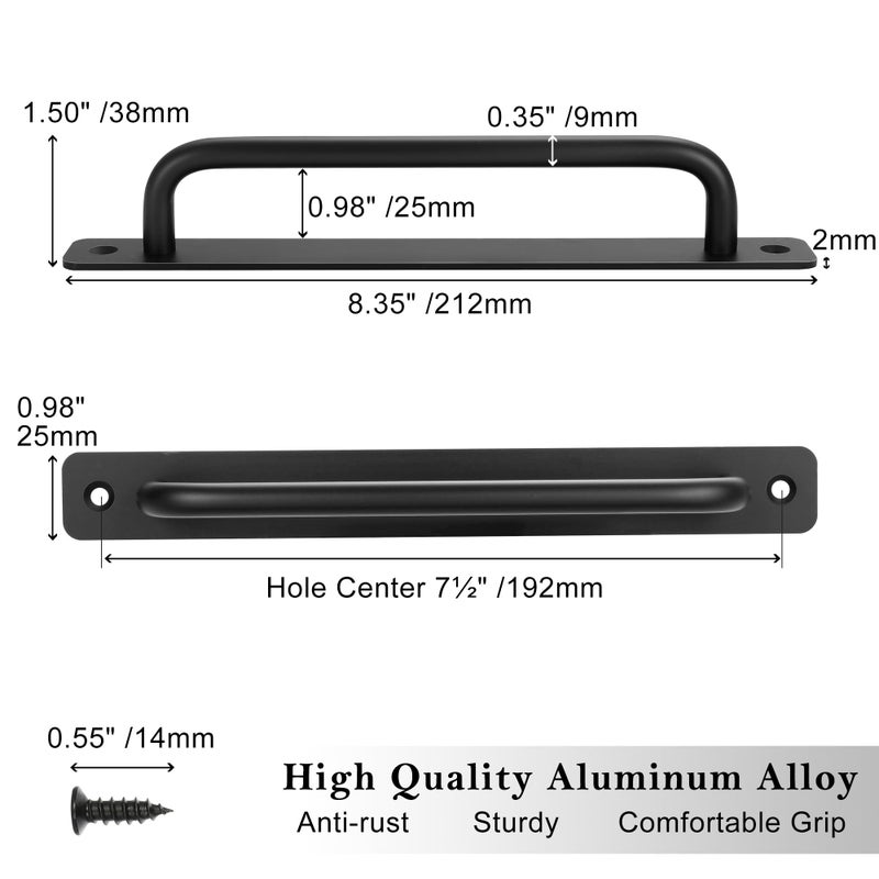 Malimali 4 Pack Black Barn Door Handles  7-1/2"" Hole Center Gate Handle Sliding Door Handles Modern Aluminium Door Pull For Pocket Door Bifold Closet Doors Hardware Replacement - Image 2