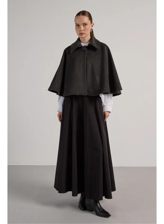 mina aise Women's Anthracite Lined Stamped Cape 30048.