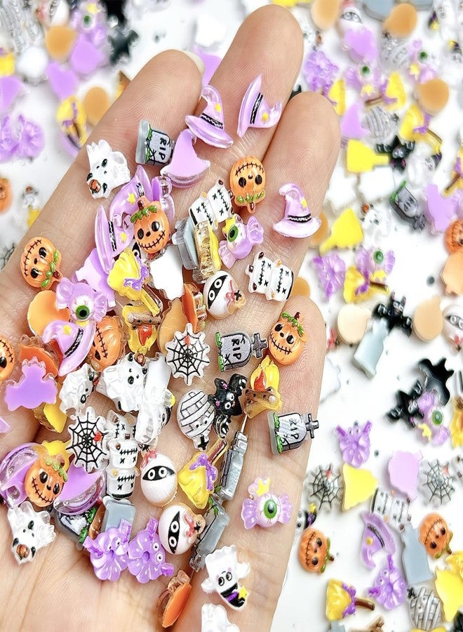 Jremg Halloween Nail Art Charms - Cute Ghost Pumpkin Mini Resin Nail Rhinestones Design - Cartoon Bandage Web Ghost Tombstone Hat Flatback Supplies - 40Pcs - Image 2